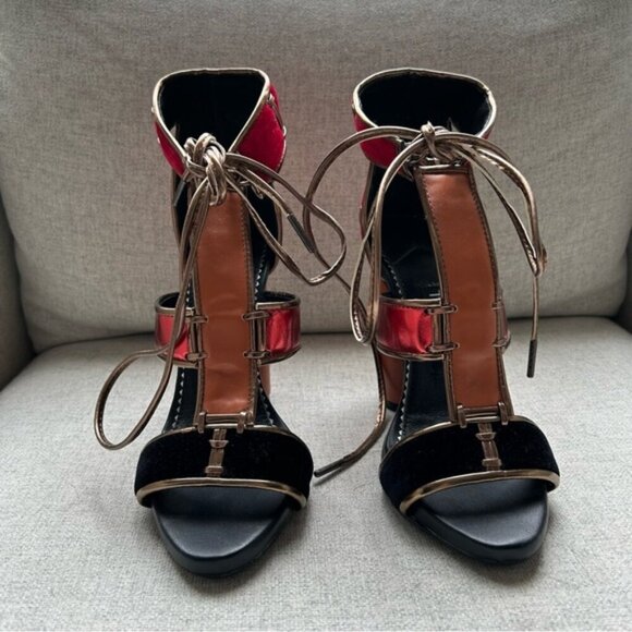 Tom Ford Rare Vintage Leather Suede Patchwork Ankle Strap Sandals Size 37 - Picture 3 of 11